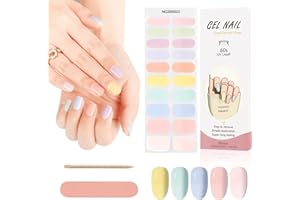 Kalolary Gel Semicurado de Pegatinas, 20Pcs Pegatinas Esmalte de Uñas Envoltura Pegatina Calcomanías Autoadhesivas con Lima de Uñas para Arte de Uñas DIY (Requiere Lámpara UV/LED) (Arcoíris)