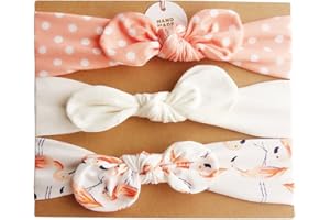 COUXILY Neonate Fasce morbide in cotone Fiocco annodato con fiocco Fascia elastica Solido e stampato Fiocco di colore Fiocco per capelli per i più piccoli Neonati Set regalo per bambini (C07)