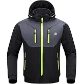 BORLENI Men's Winter Motorcycle Jacket with CE Protectors, Removable Lining Water Repellent Windproof, for All Seasons Black