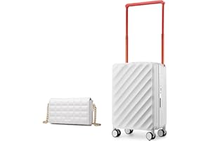 Sea Choice Bagages Trolley Rigide Valise de Voyage avec Bouton De Rebond Large Chariot 8 Roues Silencieuses Serrure TSA Ensembles De Bagages pour Les Vacances (Blanc)