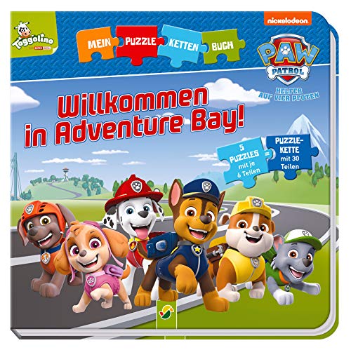 Paw Patrol - Willkommen in Adventure Bay!: Puzzlekettenbuch mit 5 Puzzles mit je 6 Teilen
