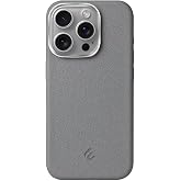 Minesk iPhone 16 Pro i&ccedil;in MagSafe ile Uyumlu &Ccedil;izilmeyen ve Parmak İzi Tutmayan Deri G&ouml;r&uuml;n&uuml;ml&uuml; Metal Tuşlu ve Metal Lens &Ccedil;er&ccedil;e