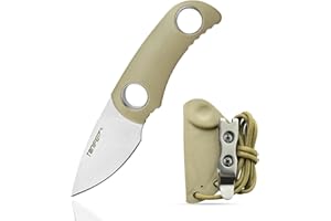 TONIFE Runer Fixed Blade Knife z regulowaną smyczą Paracord i Kydex Sheath, EDC Knife z 1.9" Full Tang Blade dla Outdoor Camping Hiking (Ciepły piasek i stonewash)