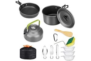 Qupzze Outdoor Camping Cookware Set Portable Camping Dinnerware Aluminum Camping Tableware Cooking Pot Set Picnic Dinnerware for Backpacking Hiking
