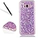 Price comparison product image Galaxy S8 Clear Case,Glitter Case for Samsung Galaxy S8,Leeook Luxury Shiny Glitter Sparkle Purple Slim Fit Soft Gel Clear Transparent Bling Tpu Rubber Bumper Protective Thin Case Cover for Samsung Galaxy S8+ 1x Black Stylus-Purple Glitter