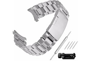 Beauty7 Unisex stal szlachetna pasek do zegarka srebrny ze składanym zapięciem krzywa długość regulowana z/bez narzędzi WBL0023BDb