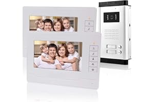 KADONGLI KDL 7" Wired Video Doorbell Door Phone System 2 Monitors with 1 Outdoor Camera with Two Call Buttons, IR Night Vision, 700TVL, Two-Way Audio for Multi- Apartments/Families
