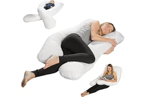‎SLEEPLING sleepling Schwangerschaftskissen Seitenschläferkissen, Bodypillow U-Form Kissen Bezug 100% Baumwolle (abnehmbar und 60 Grad waschbar), Ökotex, Made in EU, 140 x 75 x 20 cm, weiß