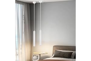 HOTUT Lámpara de Suspensión Cilíndrica, 2PCS Lamparas Colgantes Mesita de Noche, Destacar Downlight Lámpara Colgante para Cocina, Lampara Techo Colgante Cilindrica para Comedor, Dormitorio, Café