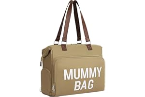 Kono Changing Bag Backpack, Large Nappy Tote Bag Multifunction Baby Diaper Bag for Mum and Dad, with Stroller Straps