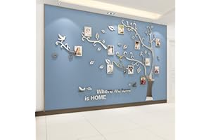 GUANGMU Stickers Muraux Arbre 3D Bricolage Stickers muraux Autocollants muraux Arbre Arts Décorations pour le Salon Chambre Chambre à coucher (J Argent Gauche,M: 150 * 210CM)