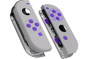 eXtremeRate Carcasa para Nintendo Switch & OLED Joycon Funda de Agarre Reemplazo Shell con Botones Teclas para Nintendo Switch Joycons y OLED Versión No Incluye Carcasa de Consola(Clásicos SNES)