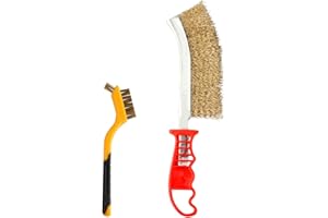 ERSHIPING 2 Stück Drahtbürsten Set, Handdrahtbürste Set, Messingbürsten Metallbürsten Set zum Reinigen von Rostentfernung, Farbe und Schweißschlacke Werkzeuge(1 große + 1 kleine)