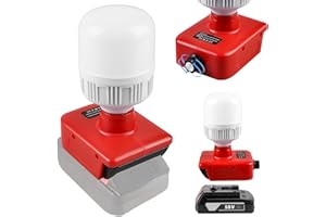 VAILEAL Lampe sans fil pour batterie Einhell 18 V - travail 12 W avec ampoules E27 réglables 150-1300 lm - Projecteur LED pour camping, urgence, travaux d'entretien, chantier