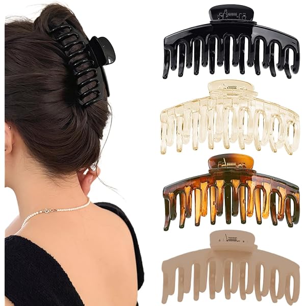 WeLoveBeads Haarkralle Groß, 10 Cm, In Weiß Marmor – Mit Kammzähnen Für Sicheren Halt, Made In Germany