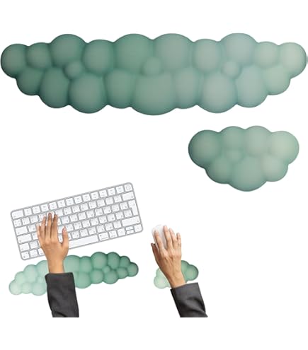 Poggiapolsi Per Tastiera E Mouse Zusentee - Memory Foam | Set 3 In 1 Con Sottobicchiere | Ergonomico - Foto 11