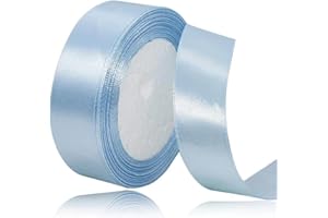 ASALZBOAY Geschenkband Hellblaues 25 mm Breit,23 Meter Satinbänder Hellblaues Stoff Schleifenband Kunsthandwerk,Hochzeitsdekoration, Weihnachten, Haarbögen, Blumensträuße, Geburtstag und Geschenkverpackung