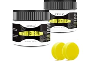 PIPIHUA Premium Leather Balsam,Leather Conditioner & Restorer,Natural Leather Polish Balm with Beeswax for Furniture, Sofas, Shoes, Bags, Car Seats, Saddlery,Pet Leash and etc（2×100ml with 2 Sponges）