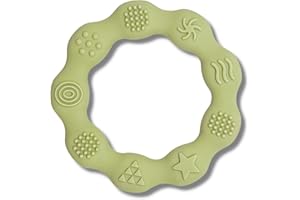 BOSKO Beißring Baby aus Silikon - Greifling, Beißspielzeug für Babys | BPA-frei | Beissring Zahnungshilfe, Grün