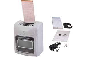ECUTEE Timbracartellini Dipendenti - Completamente Automatica Registratore Tempi Presenze Con 50 Cartellini,Orologio Rilevazione Presenze Registratore di Tempo