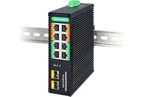 LINOVISION Switch POE industriale a 8 porte Full Gigabit non gestito con 2 uplink SFP, 4 porte BT 90 W, POE Watchdog, potenza ridondante, switch POE DIN-Rail POE per illuminazione PTZ fotocamera/POE