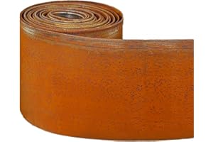 NICOMAN Corten Steel Metal Lawn Edging 10 Metre (33ft), Roll, Pre-Rusted Metal Garden Edging 14 cm High, Easy to install Garden Edge Border, Safety Gloves Included (RUST, 10M)