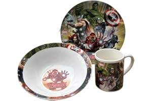 CARTOON Avengers Marvel 3-częściowy zestaw ceramiczny kubek miska miska talerz obiadowy dla dzieci w opakowaniu