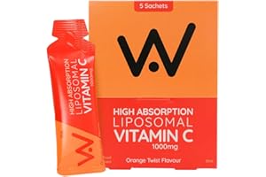 WELL ACTUALLY Liposomal Vitamin C 1000mg Sachets - High Strength Liquid Liposomal Vitamin C Supplement - Supports Immunity, Skin, Brain, Joints, Energy - Vegan, Orange Twist (5 Sachets)