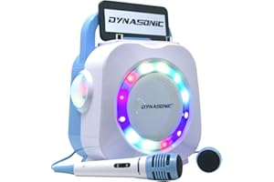 DYNASONIC Aux Karaoke con Microfono, Regali Originali per Bambini, Altoparlante, Giocattoli Ragazzi (Blue)