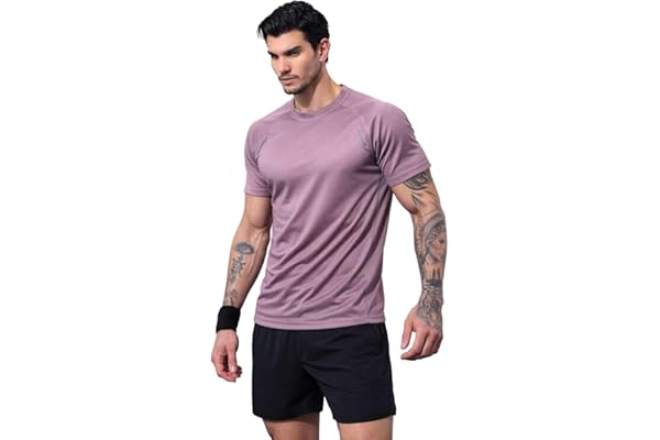 Kvetoo Mens Dry Fit Gym T Shirt Quick Dry Sweat Proof Breathable Workout Tee Muscle Fit Athletic Sports T Shirt for Gym Running Training