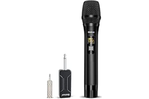Bietrun Micro sans Fil Professionnel 50M, UHF Micro Karaoke Noir