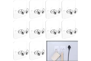 Ronoza 10 sztuk magicznych haczyków, samoprzylepnych, przezroczystych, podwójnych haczyków (maks. 10 kg), samoprzylepne, bez wiercenia, do kuchni, łazienki, ściany drzwi, okna, wtyczki sieciowej.