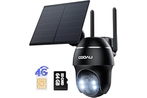 COOAU 4G LTE Cámara Vigilancia Exterior con Sim, 2K 3MP QHD Camara 4G Solar sin Cable con Batería, PTZ 355°/90°, Visión Nocturna, PIR Detección de Movimiento, Audio de Dos Vías, Tarjeta SIM