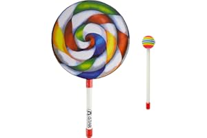 A-Star Tambor de mano con piruleta de 8 pulgadas con batidor de cabeza blanda de plástico - Tambor arcoíris de 20 cm