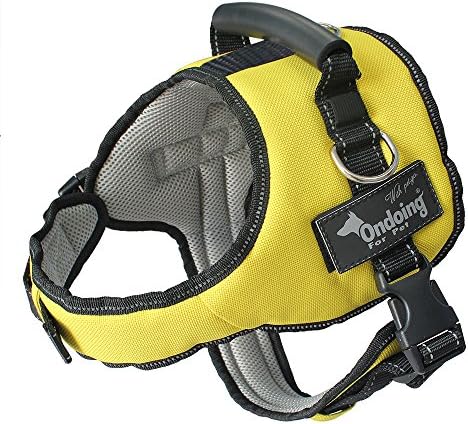 Ondoing Dog No Pull Harness Adjustable Pet Vest Harness Padded Reflective for Medium Large Dogs (XXL, Yellow)
