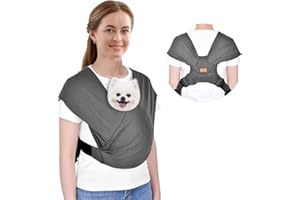 CUBY Swaddle Dog Slings Carrier for Small Dogs, Summer Wrap Puppy Front Facing Chest Dog Carriers, Shoulder & Neck Holder Reducing Back Pain, Hands-Free Adjustable Dog Carriers Up to 10LBS(Dark Grey)