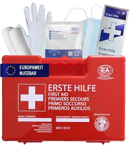 Trousse De Premiers Secours DIN 13157 First Aid Only - Avec Support Mural, Contenu Complet, Pour Entreprises Et Maisons