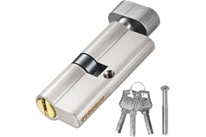 JINBAETAD 35T/35 Thumb Turn Euro Cylinder Lock (70mm), Gate Lock with 4 Keys, Anti-Drill and Anti-Pick Barrel Profile Lock for Wooden, UPVC and Composite Doors