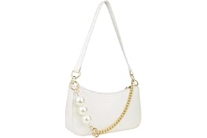 CAMILIFE Sac blanc femme clutches pochette blanche femme mini sacs avec chaîne de perles pochette mariage soiree pour femme sac à bandoulière des années 90