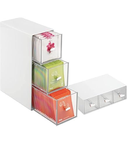 APS scatola per bustine da tè/portatutto circa 22 x 17 cm, altezza 8,5 cm Crystal acrilico 3 scomparti per bustine di tè avvolto e un Universal-vano coperchio ribaltabile