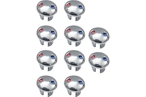 FACAIIO 10PCS Tap Indices Hot And Cold Inserts,Faucet Handle Hot And Cold Water Sign, Red And Blue Label Decoration Cover For Bathroom And Toilet(Silver)