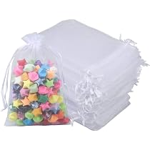 100 Organza-Geschenkbeutel Weiß – 13x18 Cm Mit Kordelzug Für Schmuck, Hochzeitsgeschenke & Süßigkeiten