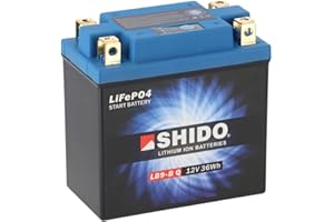 Shido LB9-B Q Lightweight 12v Lithium Ion Motorcycle Battery (Quad Terminal)