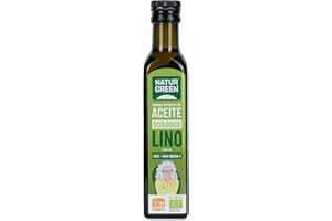 NaturGreen - Aceite Lino Bio, 100% Aceite de Semillas de Lino Ecológico, Rico en Omega-3, Primera Presión, 250 Mililitros, El embalaje puede variar