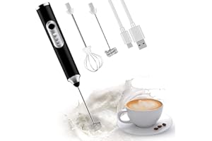 ADOV Espumador de Leche Eléctrico Recargable, Batidor de Café de Acero Inoxidable con 2 Cabezas y 3 Velocidades, Batidora de Mano para Café, Capuchino, Matcha, Chocolate Caliente y Batidos
