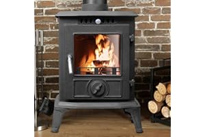 NRG Defra 5KW Eco Design Stove MultiFuel Cast Iron Fireplace Portable Indoor Space Heater
