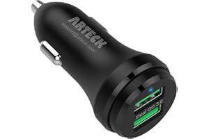 Car Charger, Arteck 40W 2 Quick Charge 3.0 USB Port Adapter with Dual QC 3.0, Compatible iPhone 15, 15 Pro, 15 Pro Max, 14, 14 Pro, iPhone 13, SE, 12, 12 Pro, 11, iPad, Samsung Galaxy Note And More