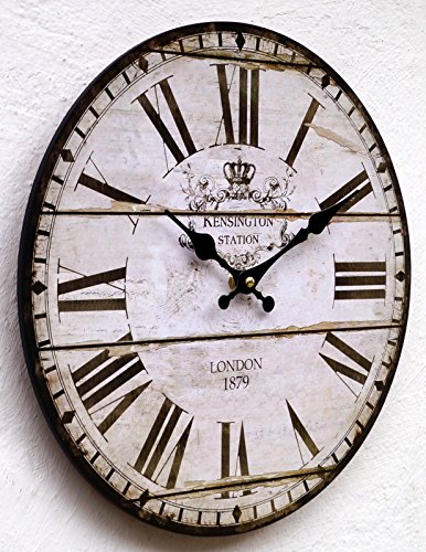 Lilienburg Wanduhr VINTAGE weiß schwarz antik K Ø 33 cm - 2