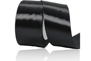 ASALZBOAY Geschenkband Schwarz 50 mm Breit,23 Meter Satinbänder Schwarz Stoff Schleifenband Kunsthandwerk,Hochzeitsdekoration, Weihnachten, Haarbögen, Blumensträuße, Geburtstag und Geschenkverpackung