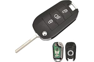 Heart Horse Coque de Clé Télécommande de Voiture 3 Boutons pour Peugeot Expert 208 2008 308 3008 508 5008 Boitier Clef, Citroen C3 C4 Cactus Coque de Clé à Distance avec 434MHz 4A Puce HU83 Lame